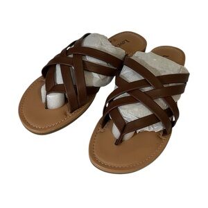 Love Steetly Brown Strappy Flip Flop Sandals 6